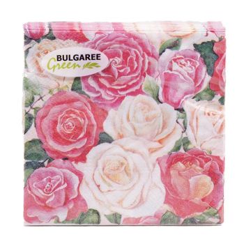 Салфетки (33х33) 3-сл Розовый букет (20) 1/15