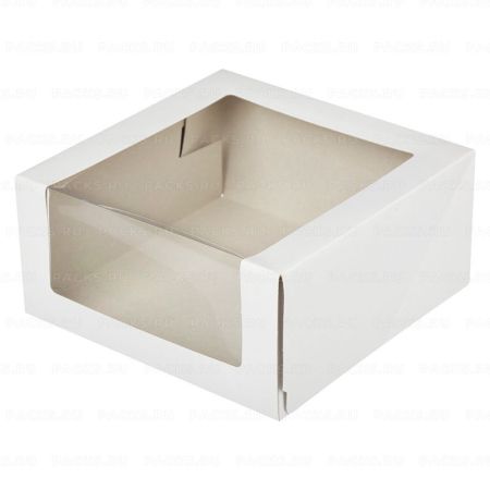 Коробка для торта с окном 225х225х60мм картонная белая ForGenika SHELF А 10/80