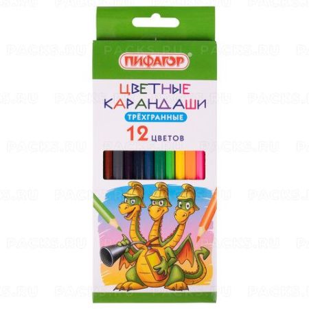 Карандаши цветные 12цв классич заточ Сказки ПИФАГОР 1/12/240
