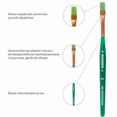 Кисти 6шт синтетическая круглая № 2,3 плоская № 4,5,6,8 блистер BRAUBERG 1/12/288 (Клиент)