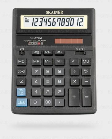 Калькулятор настольный SKAINER SK-555BK 12 разрд 2 пит 2 пам черный 155x205x35мм 1/20 