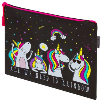 Папка для тетрадей А5 25х20 мягкий, водонипроницаемая молния Unicorns BRAUBERG 1/50/100