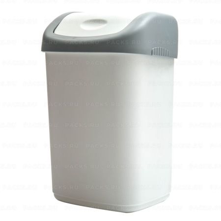 Контейнер для мусора OfficeClean 14л качающаяся крышка, пластик, серое 1/10 