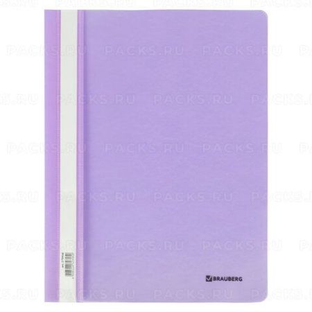 Папка скоросшиватель с прозр верхн лист BRAUBERG А4 лиловый 1/25 
