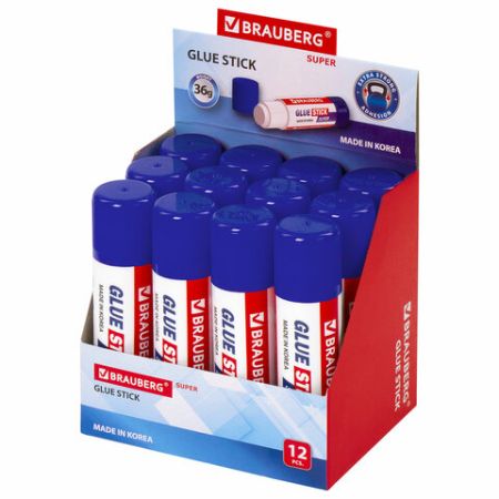Клей-карандаш 36г BRAUBERG Super 1/12/360 (Клиент)