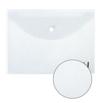 Папка-конверт с кнопкой BRAUBERG, А4, до 100 л, прозрачная, 0,15мм 1/15/90