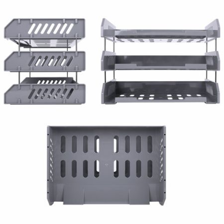 Лоток горизонтальный для бумаг 335х232х246мм (3шт) серый BRAUBERG FILE 1/5 (Клиент)