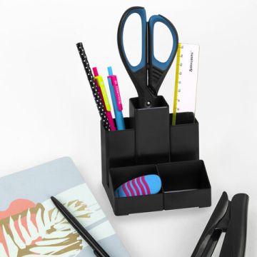 Подставка-органайзер 109х95х101,5мм 5 отделений черная Contract Brauberg 1/12