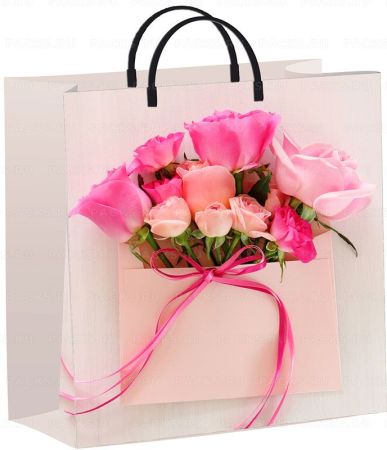 Пакет пластиковый (30х30+10)-140 Конвертик с розами Тико 1/40