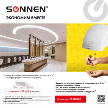 Сушилка для рук SONNEN HD-688, 2000 Вт, время сушки 25 секунд, пластик корпус, белая nelK (клиент)