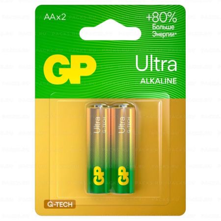 Элемент питания GP Ultra АА (LR6, 15АU) 2шт алкалин пальчик 1/10/40
