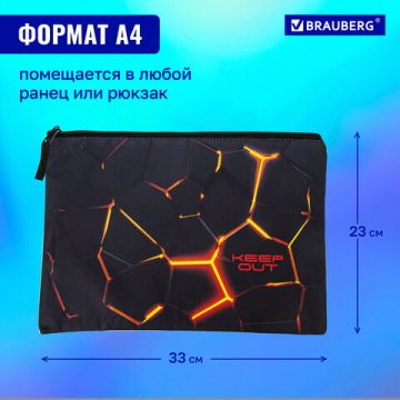 Папка для тетрадей А4 1отд полиэстер на молнии с ручкой Keep out BRAUBERG 1/12