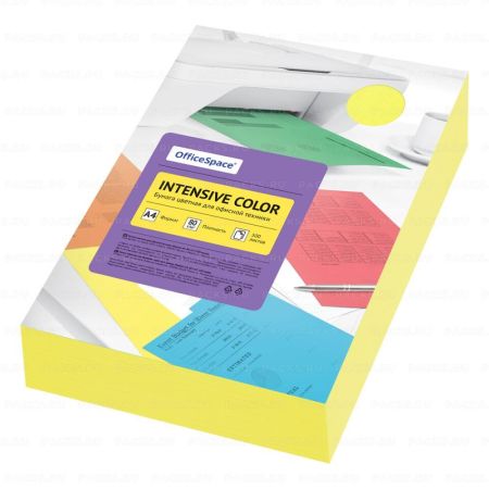 Бумага А4 500л 80г/м2 желтый OfficeSpace Intensive Color 1/5 