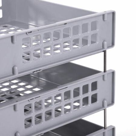 Лоток горизонтальный для бумаг 334х255х271мм (3шт) серый BRAUBERG GRAND OFFICE 1/4 (Клиент)