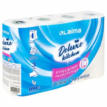 Полотенца бумажные бытовые рулон 3-сл (4х11м) отрыв 1/2 листа 100% целлюлоза LAIMA Deluxe 1/8 (Клиен