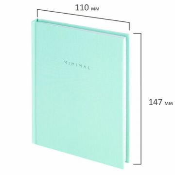 Блокнот 80л А6 110х147мм клетка твердый переплет мятный BRAUBERG Minimal 1/20