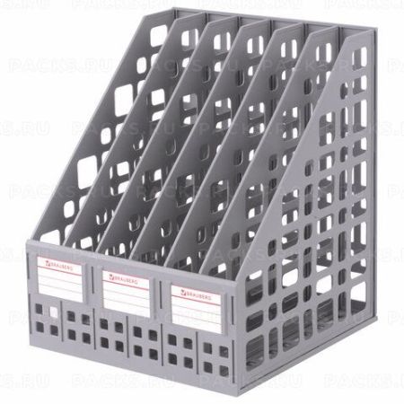 Лоток вертикальный для бумаг 295х240х250мм 6отд серый MAXI Plus Brauberg 1/12