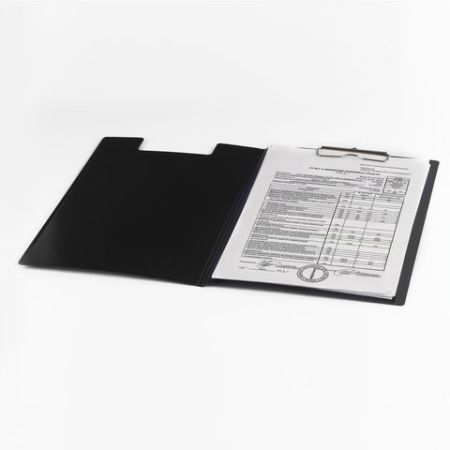 Папка-планшет BRAUBERG Contract с верх.прижимом и крышкой, А4, пласт.черный, до 80л 1/30 (клиент)