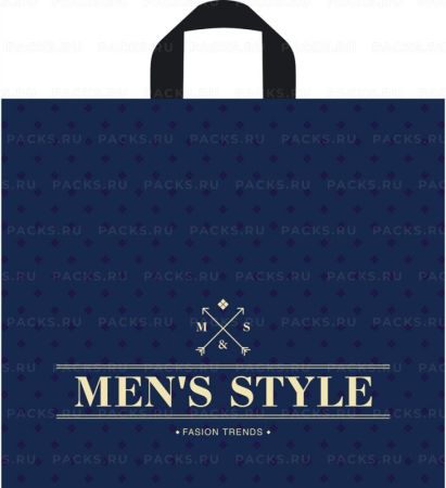 Пакет с петлевой ручкой (34х40)-70 Менс стиль синий ТИКО 50/300