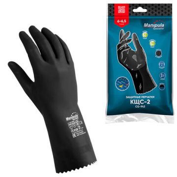 Резиновые перчатки КЩС-2 латексные ультратонкие разм 9-9,5 черные MANIPULA 1/12/120 (Клиент)
