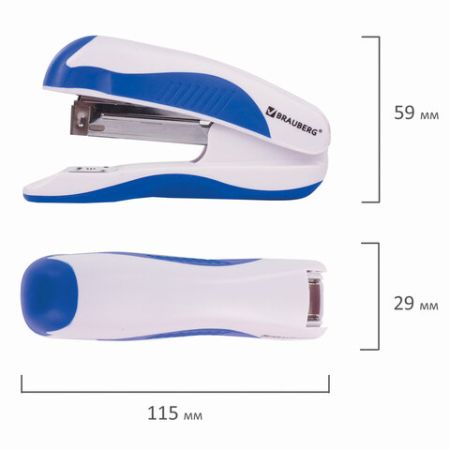 Степлер №10 до 12л бело-синий эргономичный JET PRO BRAUBERG 1/12 (клиент)