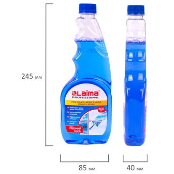 Средство для мытья стекол и зеркал 500мл сменный блок Свежий озон LAIMA Professional 1/12