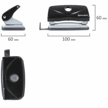 Дырокол на 10листов пластиковый черный Original Brauberg 1/12