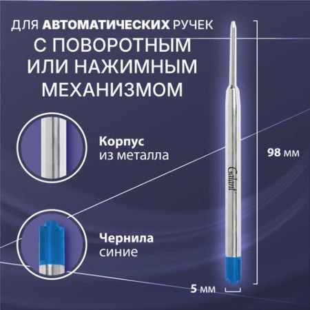 Стержень шариковый синий 98мм узел 1мм линия металл PARKER Gakant 1/20/480 (Клиент)