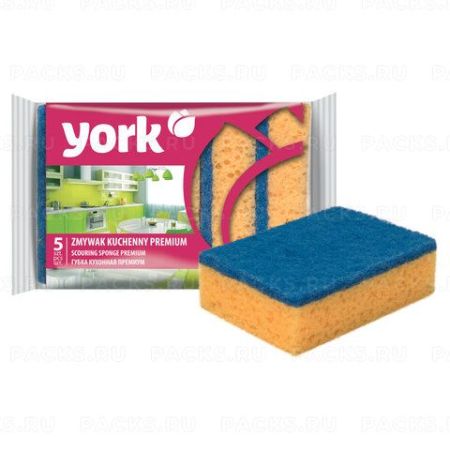 Губка бытовая (5шт) 100х75х30мм PREMIUM YORK 1/26 