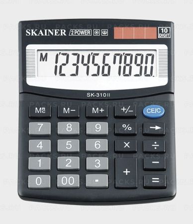 Калькулятор настольный SKAINER SK-310II, 10 разрд., 2 пит, черный 100х124х32мм 1/20