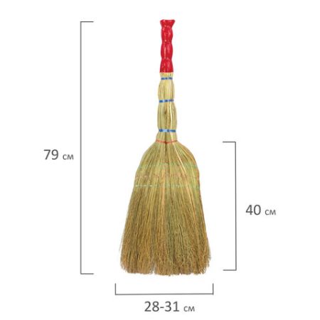 Веник Сорго 3-х прошивной ручка в пленке 360-380г ширина метелк 28-31см длина79см ЛАЙМА 1/20 (клиент