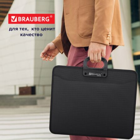 Папка-портфель пласт. БОЛЬШОГО ФОРМАТА BRAUBERG ПОРТФОЛИО А3 (470х380х130мм), 3 отд., черный 1/10