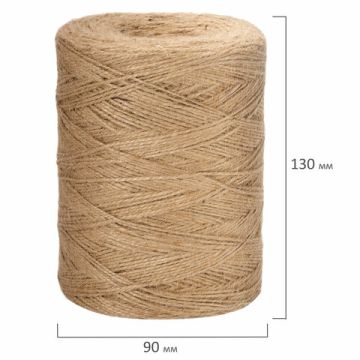 Шпагат джутовый полированный 500м диаметр 1,5мм 2х ниточный BRAUBERG 1/16 (клиент)