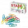 Скрепки 28мм 100шт цветные STAFF 1/10/300