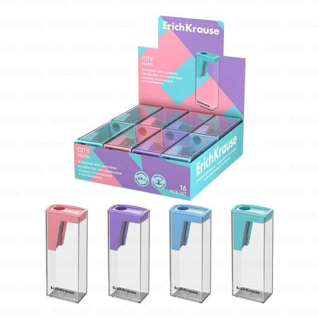 Точилка 1 отверстие ассорти ErichKrause City Pastel 1/16