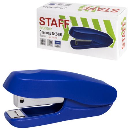 Степлер №24/6 26/6 до 20л синий STAFF EVERYDAY 1/12/180