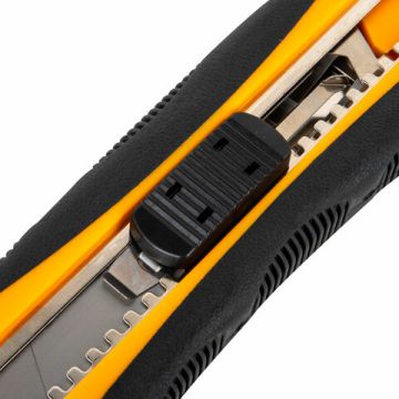 Нож канцелярский 25мм автофиксатор с резиновой вставкой мощный BRAUBERG EXTRA-DL 1/12/72 (Клиент)