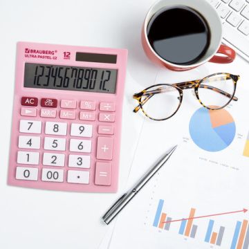 Калькулятор настольный BRAUBERG ULTRA PASTEL-12-PK (192x143) 12разр дв пит РОЗОВЫЙ 1/20