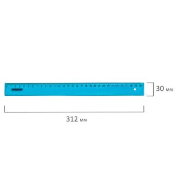 Линейка 30см пластиковая прозрачная неоновая ассорти ПИФАГОР 1/20/360