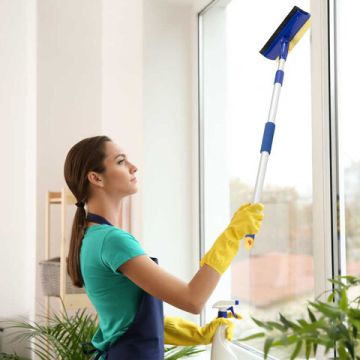 Швабра для мытья окон 25см вращающаяся телескопическая ручка(стяжка, губка, ручка) Лайма 1/24