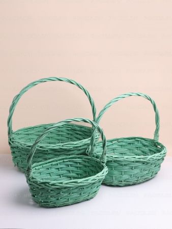 Корзина плетеная 37х31х13см зеленый светлый ива L 1/1