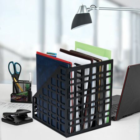 Лоток вертикальный для бумаг 240мм 3 отд сетчатый сборный черный BRAUBERG Ultra 1/19