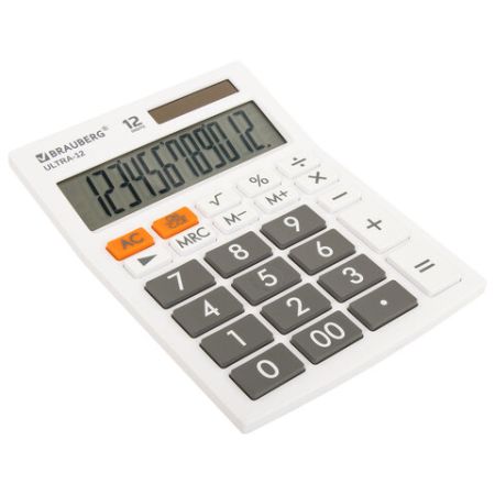 Калькулятор настольный BRAUBERG ULTRA-12-WT 12 разрядов белый 1/20/40 (Клиент)