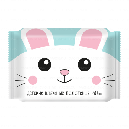 Салфетки влажные полотенца детские (27х18) универ с ромашкой, алоэ вера и вит. Е (60 шт) 1/10