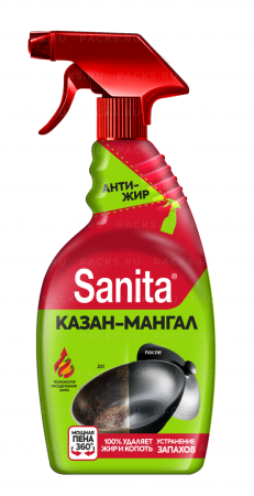 Средство для кухни антижир 500мл спрей Санита КАЗАН-МАНГАЛ 1/5