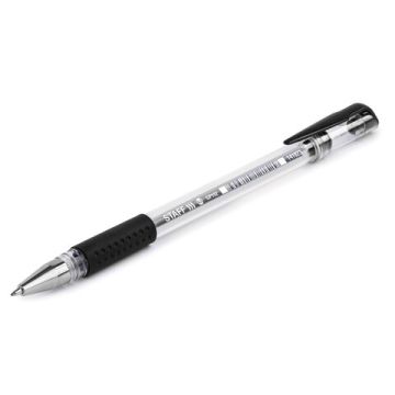 Ручка гелевая черная 0,5мм резиновый держатель STAFF 1/12/1728