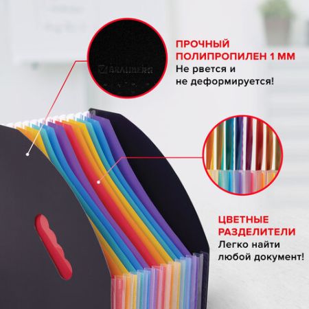 Лоток-органайзер вертикальный для бумаг 13 отд BRAUBERG DOCS А4 черный 1/18 (Клиент)