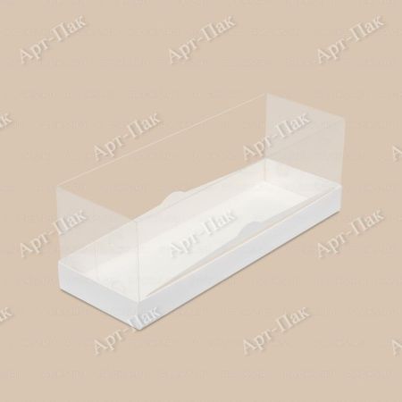 Коробка для рулета с прозр пласт крышкой 300х120х120мм белая 50/100