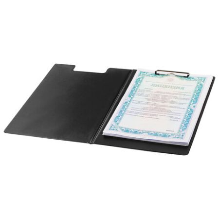 Доска-планшет с прижимом и крышкой А4 22,8х31,8см картон/ПВХ черный STAFF 1/48 (Клиент)