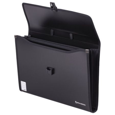 Папка-портфель BRAUBERG  390х260х40мм 3отд пластик, черный 1/10 (клиент)